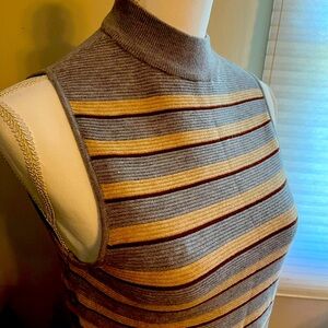 Striped Sleeveless Turtleneck Top
